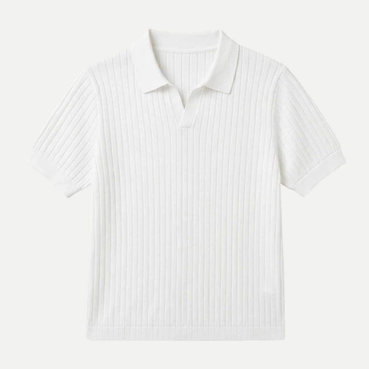 Men's Wide Rib Knit Button Placket Polo Shirt