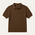 Men's Wide Rib Knit Button Placket Polo Shirt