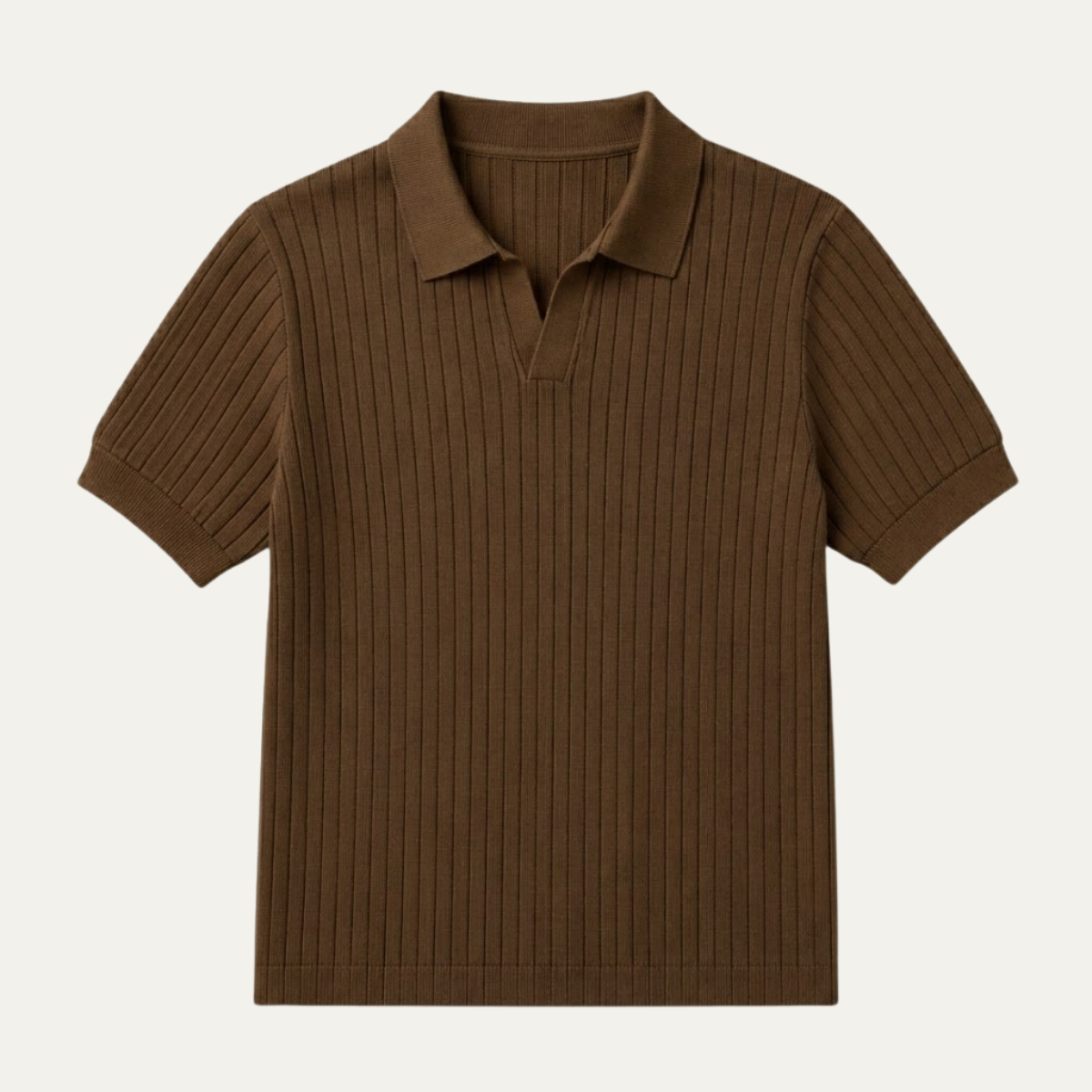 Men's Wide Rib Knit Button Placket Polo Shirt