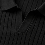 Men's Wide Rib Knit Button Placket Polo Shirt