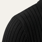 Men's Wide Rib Knit Button Placket Polo Shirt
