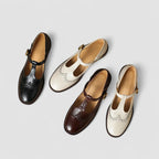 Women's Brogue T-Strap Mary Jane Low Heels