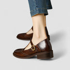 Women's Brogue T-Strap Mary Jane Low Heels