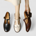Women's Brogue T-Strap Mary Jane Low Heels