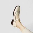 Women's Brogue T-Strap Mary Jane Low Heels