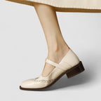 Women's Brogue T-Strap Mary Jane Low Heels
