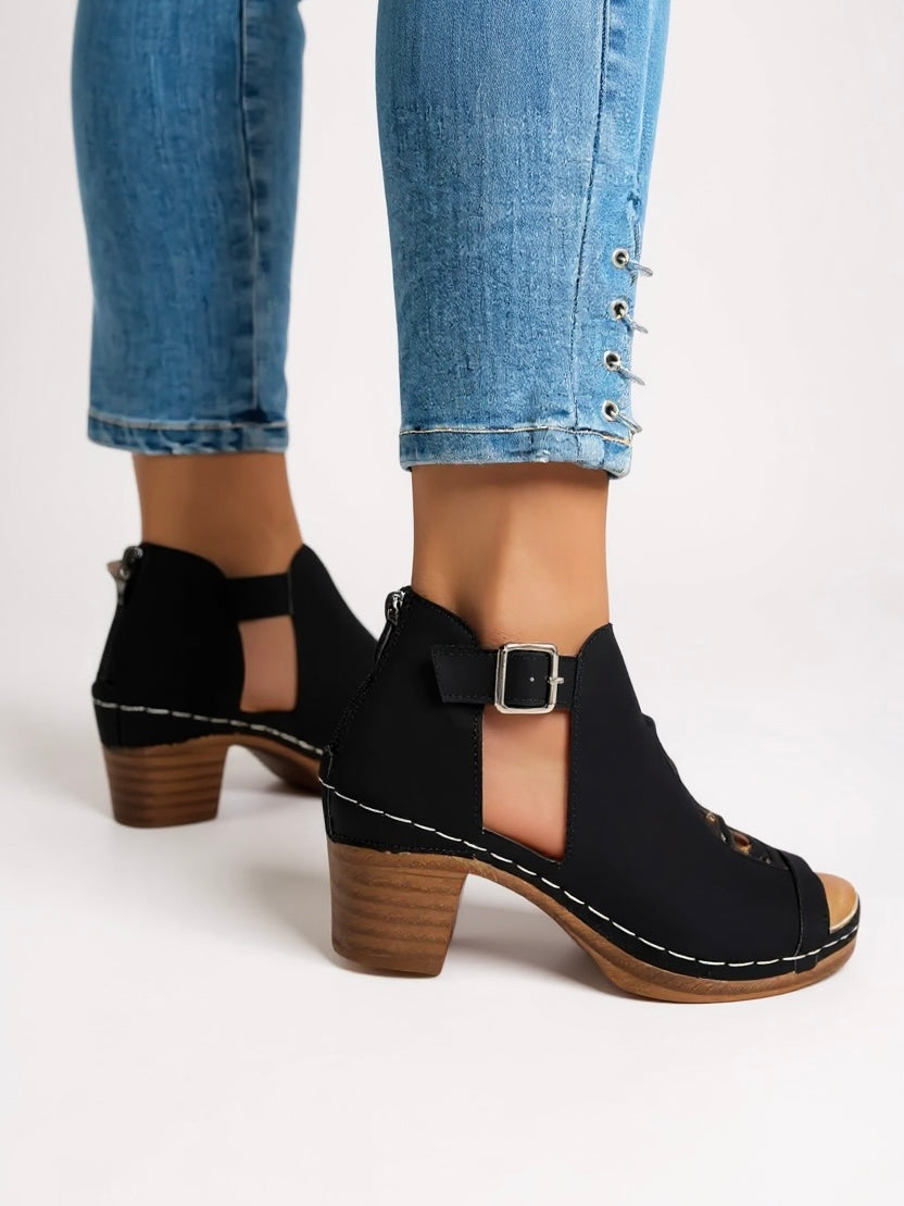 Women's Crisscross Lace-Up Cutout Block Heel Booties
