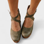 Women's Cross-Strap Clog Platform Block Heels