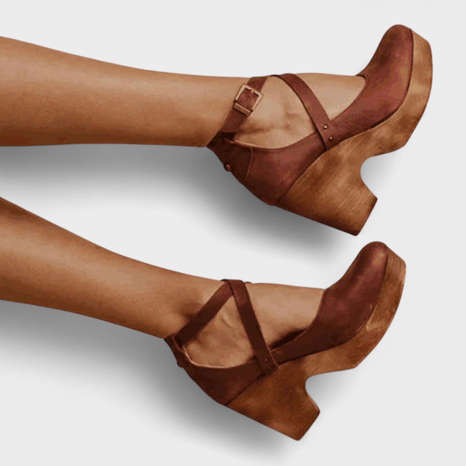 Women's Cross-Strap Clog Platform Block Heels