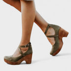 Women's Cross-Strap Clog Platform Block Heels