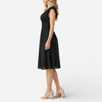 Women's Eyelet Flutter Sleeve A-Line Midi Dress
