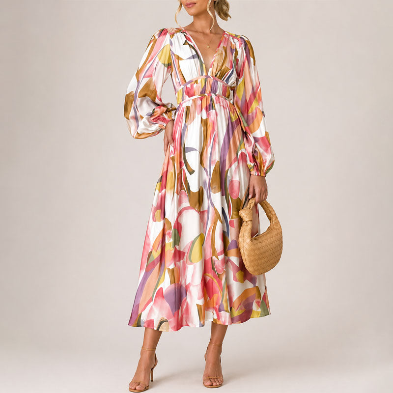 Women's Floral Wrap Midi Dress