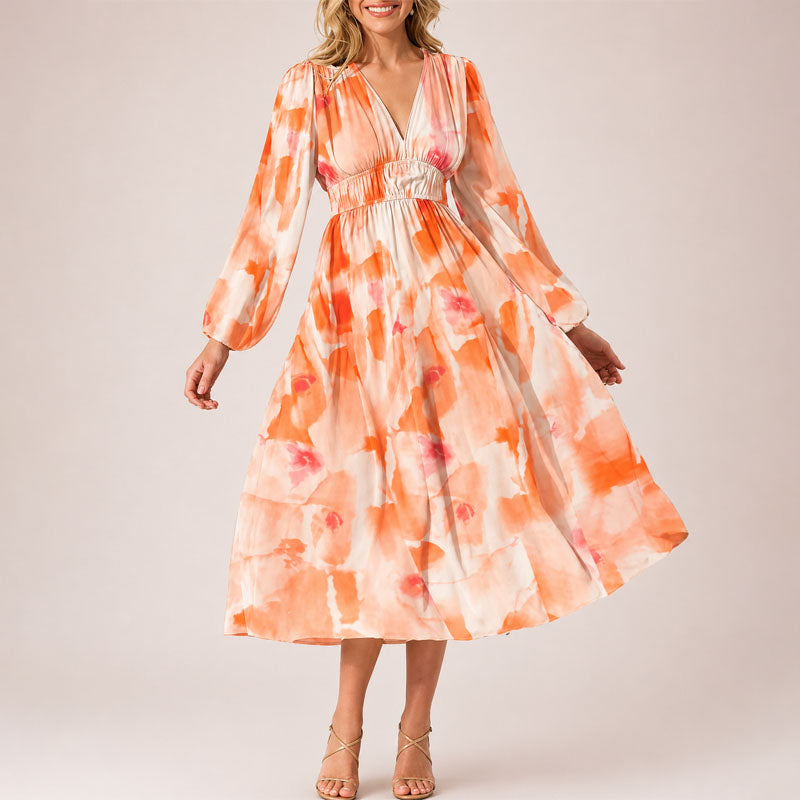 Women's Floral Wrap Midi Dress