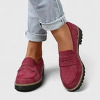 Women's Lug Sole Penny Loafers with Block Heel