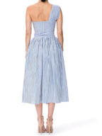 Women's One-Shoulder Striped Midi Dress