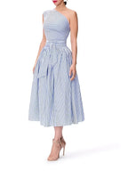Women's One-Shoulder Striped Midi Dress