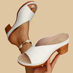 Women's Open Toe Block Heel Mule Sandals