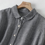 Women's Plaid Short-Sleeve Midi Shirt Dress