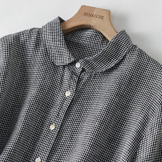 Women's Plaid Short-Sleeve Midi Shirt Dress