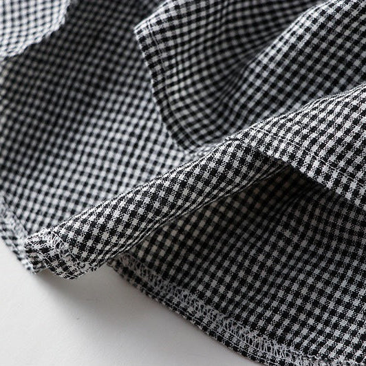 Women's Plaid Short-Sleeve Midi Shirt Dress