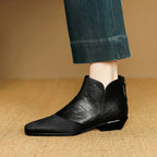 Women's Pointed Toe Croc-Embossed Ankle Boots