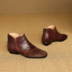 Women's Pointed Toe Croc-Embossed Ankle Boots