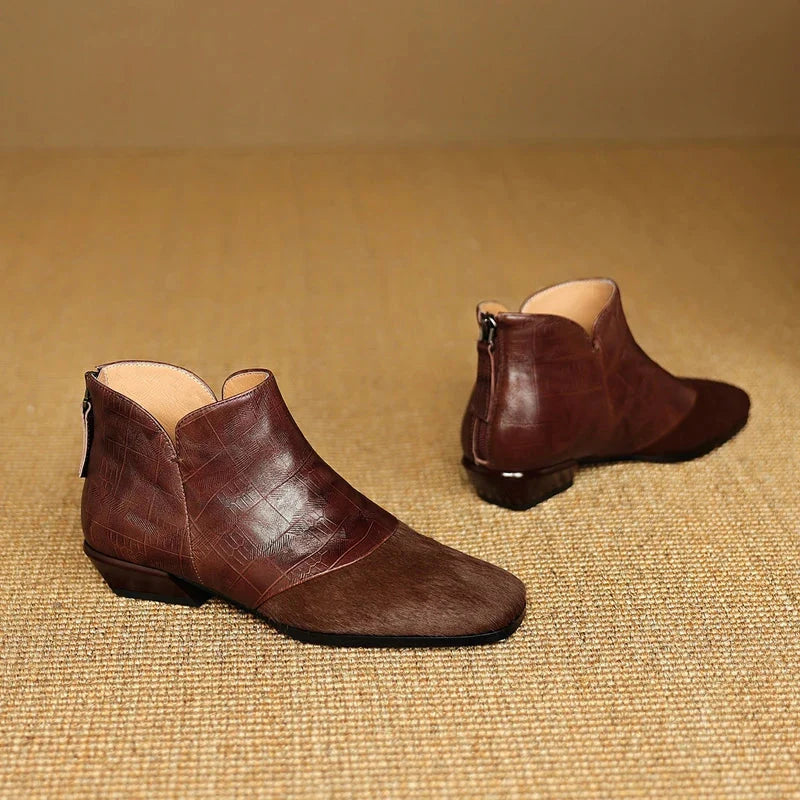 Women's Pointed Toe Croc-Embossed Ankle Boots