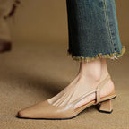 Women's Pointed Toe D'Orsay Crossover Slingback Flared Heel