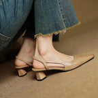 Women's Pointed Toe D'Orsay Crossover Slingback Flared Heel