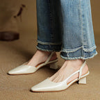 Women's Pointed Toe D'Orsay Crossover Slingback Flared Heel