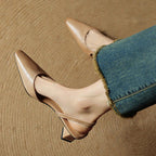 Women's Pointed Toe D'Orsay Crossover Slingback Flared Heel