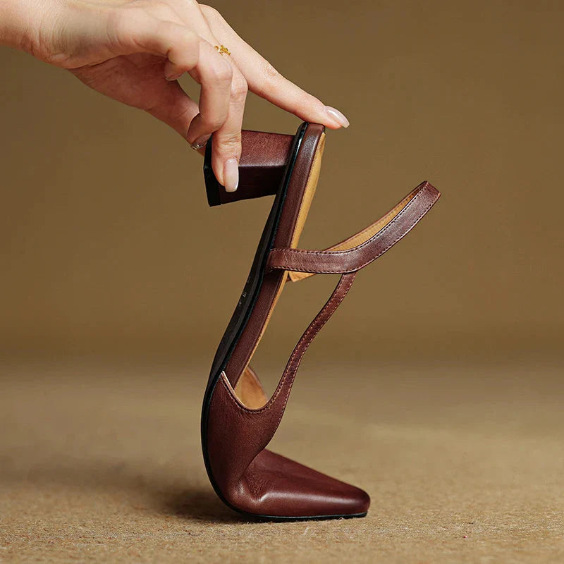 Women's Pointed Toe D'Orsay Crossover Slingback Flared Heel