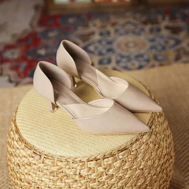 Women's Pointed Toe D'Orsay Kitten Heel Pump
