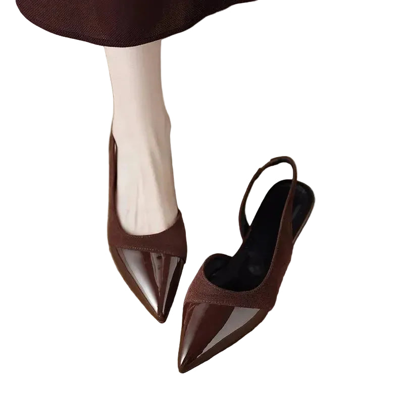 Women's Pointed Toe Patent Slingback Low Heel Pump