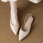 Women's Pointed Toe Patent Slingback Low Heel Pump