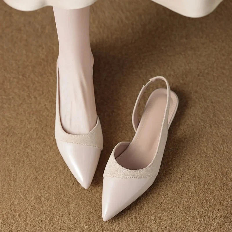 Women's Pointed Toe Patent Slingback Low Heel Pump