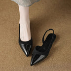 Women's Pointed Toe Patent Slingback Low Heel Pump