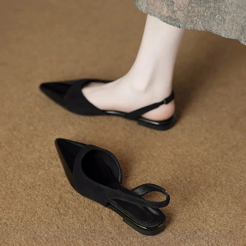 Women's Pointed Toe Patent Slingback Low Heel Pump