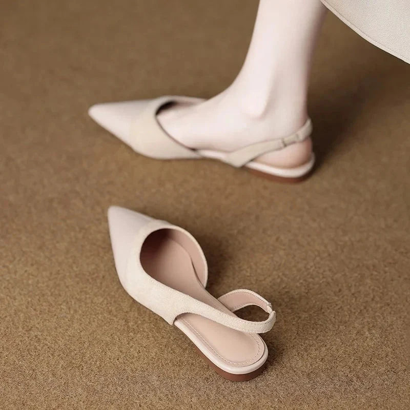 Women's Pointed Toe Patent Slingback Low Heel Pump