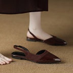 Women's Pointed Toe Patent Slingback Low Heel Pump
