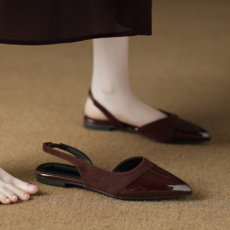 Women's Pointed Toe Patent Slingback Low Heel Pump
