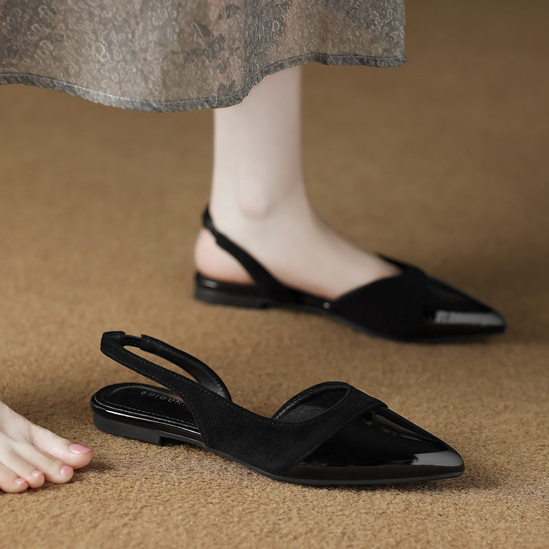 Women's Pointed Toe Patent Slingback Low Heel Pump