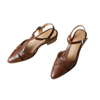 Women's Pointed Toe T-Bar D'Orsay Slingback Sculpted Block Heel