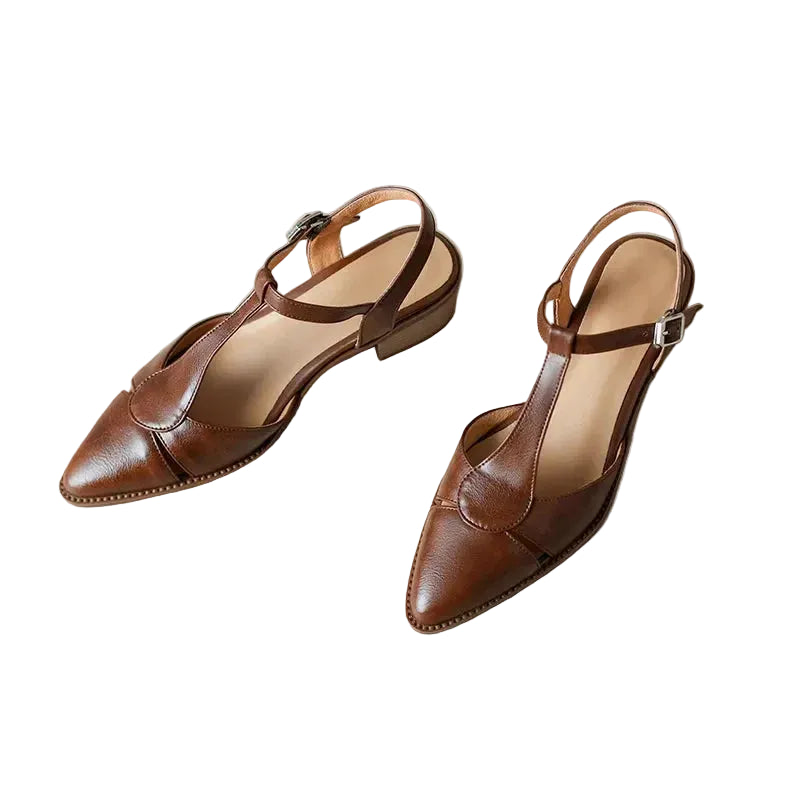 Women's Pointed Toe T-Bar D'Orsay Slingback Sculpted Block Heel