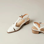 Women's Pointed Toe T-Bar D'Orsay Slingback Sculpted Block Heel