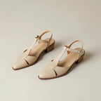 Women's Pointed Toe T-Bar D'Orsay Slingback Sculpted Block Heel