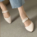 Women's Pointed Toe T-Strap Slingback Block Heels