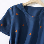 Women's Polka Dot Short-Sleeve Midi Dress with Tie Waist