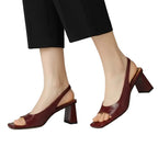 Women's Square Toe Block Heel Slingback Pump