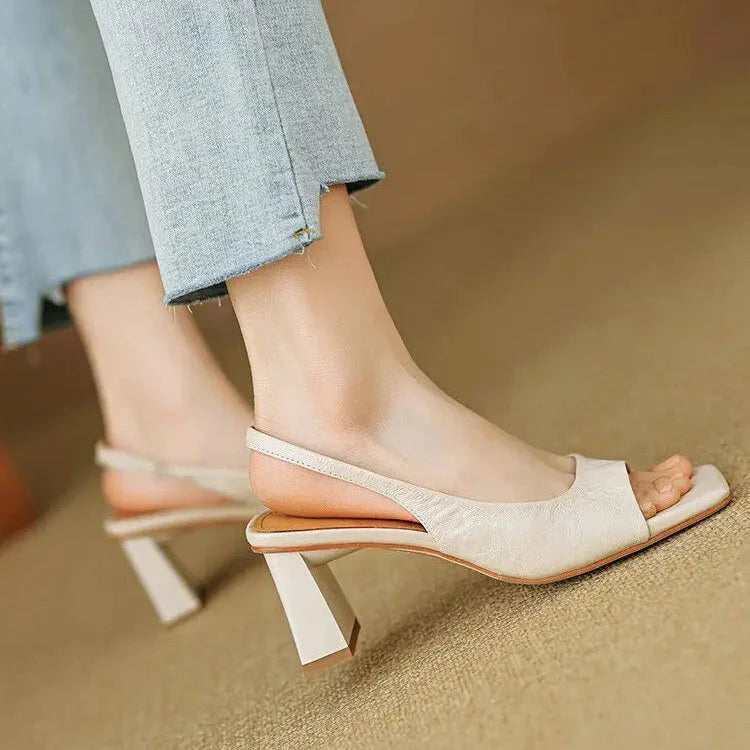 Women's Square Toe Block Heel Slingback Pump